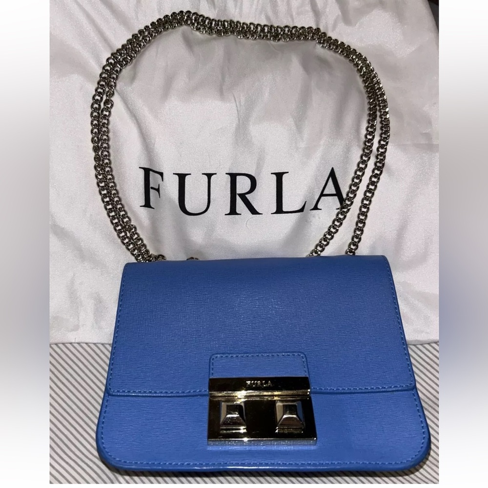 Furla Blue Leather Cross Body Bag.
